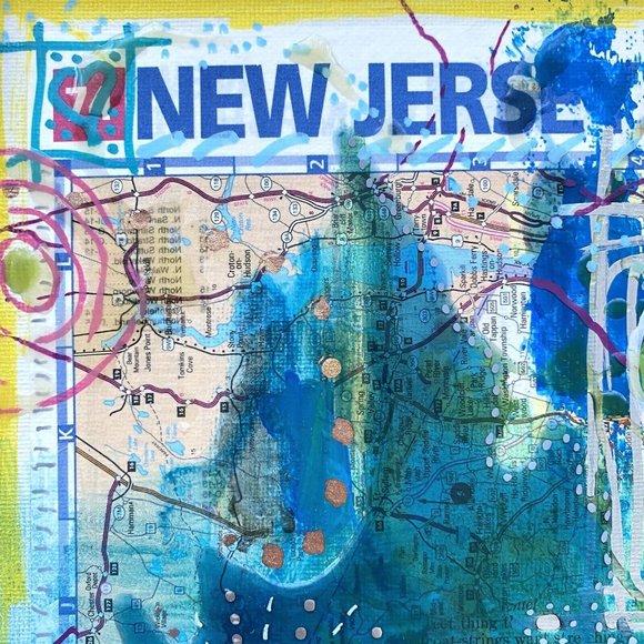 Jersey Beauty - Original Art Mixed Media Signed Painting Framed White 9”x11” - Picture 5 of 8
